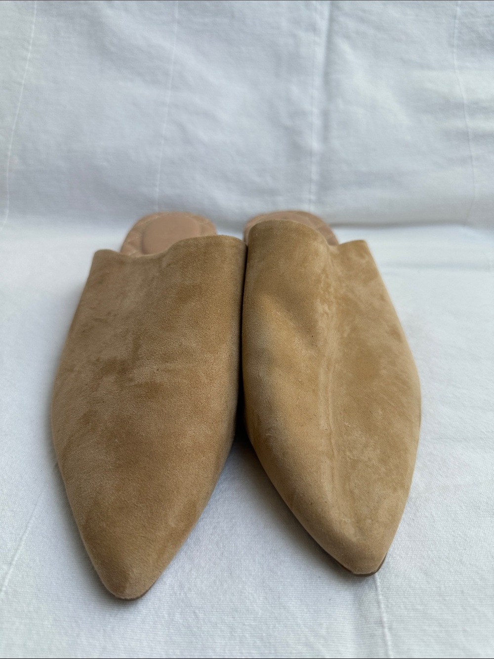 Birdies Tan Suede Pointed-Toe Slip-On flats